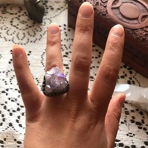 Amethyst Aura Sterling Silver Ring